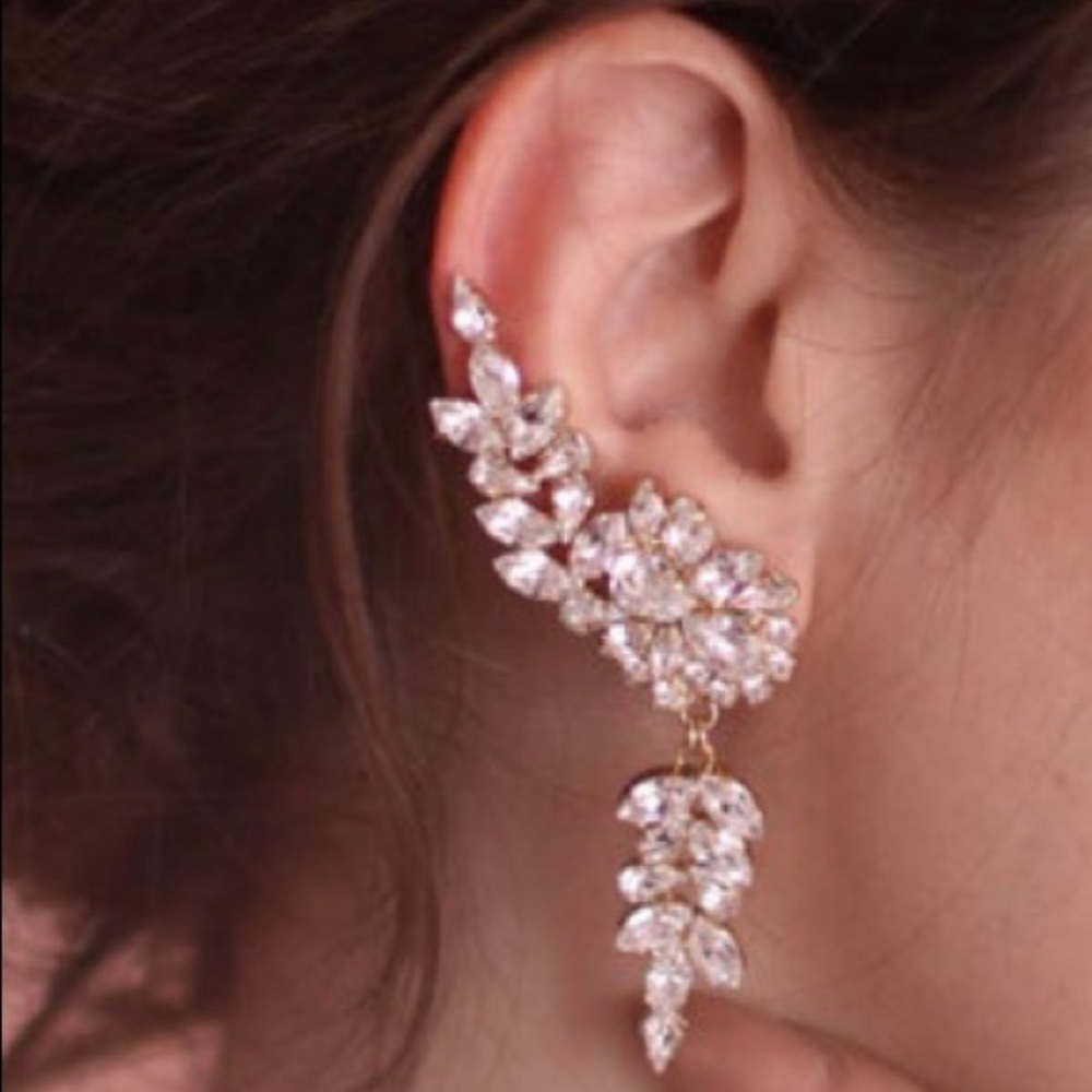 Bridal climbing earrings Swarovski crystals